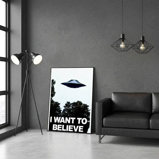 "I Want To Believe" UFO | Alien Conspiracy Poster | Sci-Fi Wall Art