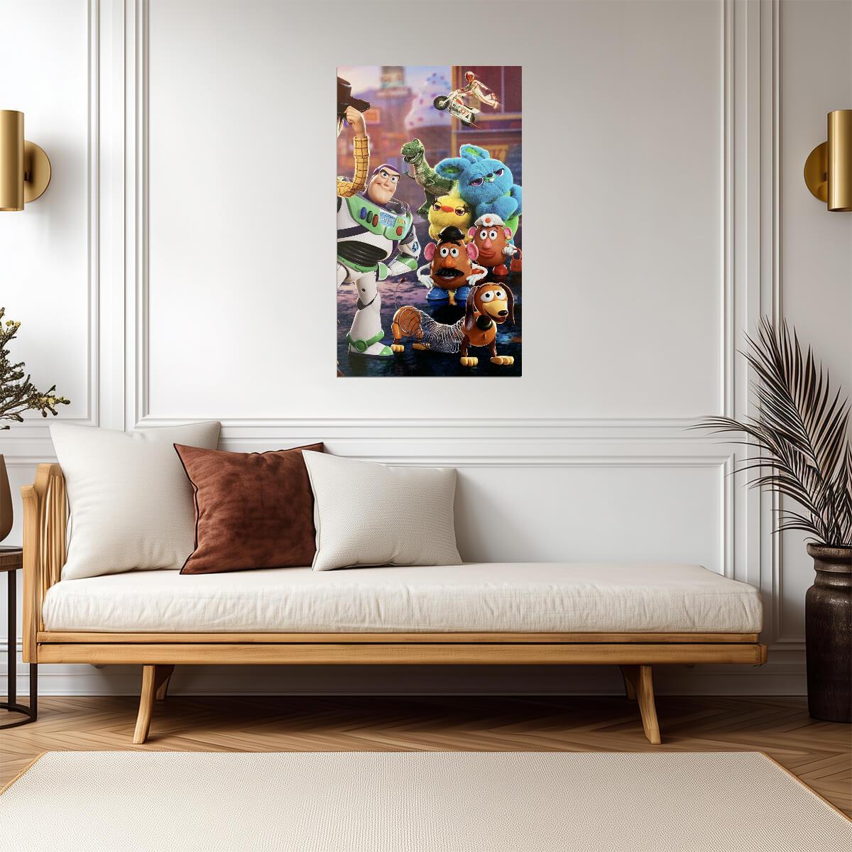 Toy Story 4 Cast of Characters | Buzz Lightyear & Friends Art Print | Animated Movie Poster - Movies & TV Poster
