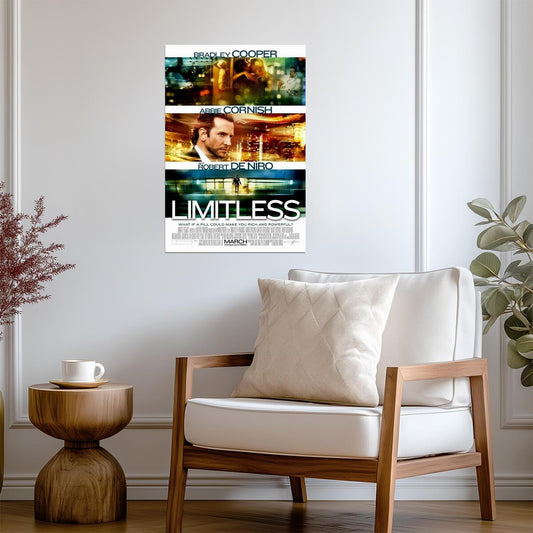Limitless Bradley Cooper & Robert De Niro | Sci-Fi Thriller Poster | Mind-Bending Movie Art - Movies & TV Poster