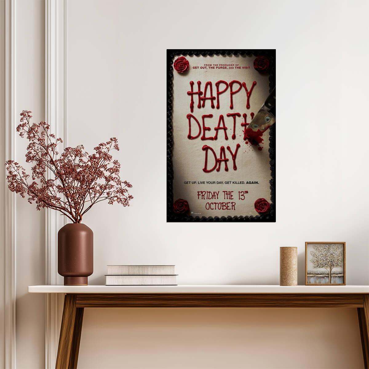 Happy Death Day Jessica Rothe | Horror Comedy Slasher Poster | Time Loop Movie Art - Movies & TV Poster