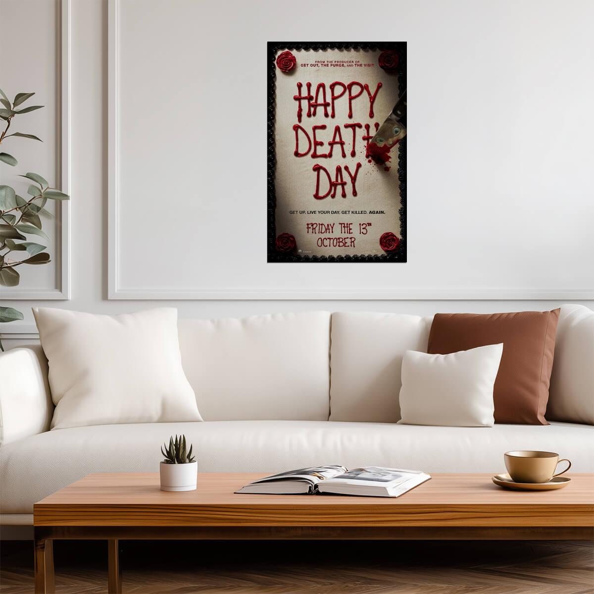 Happy Death Day Jessica Rothe | Horror Comedy Slasher Poster | Time Loop Movie Art - Movies & TV Poster
