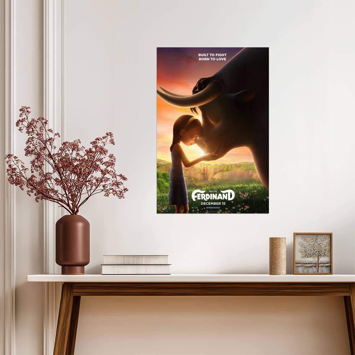 Ferdinand the Bull and Nina | Heartwarming Animated Movie Poster | Family Adventure Wall Art - Movies & TV Poster