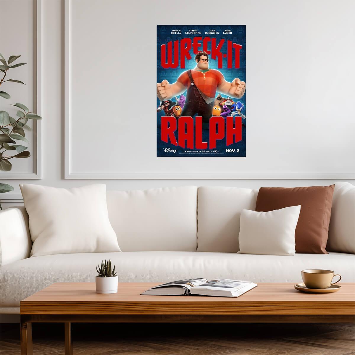 Wreck-It Ralph John C Reilly | Animated Arcade Adventure Poster | Video Game Movie Art - Movies & TV Poster