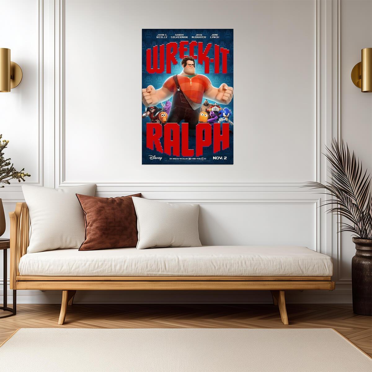 Wreck-It Ralph John C Reilly | Animated Arcade Adventure Poster | Video Game Movie Art - Movies & TV Poster