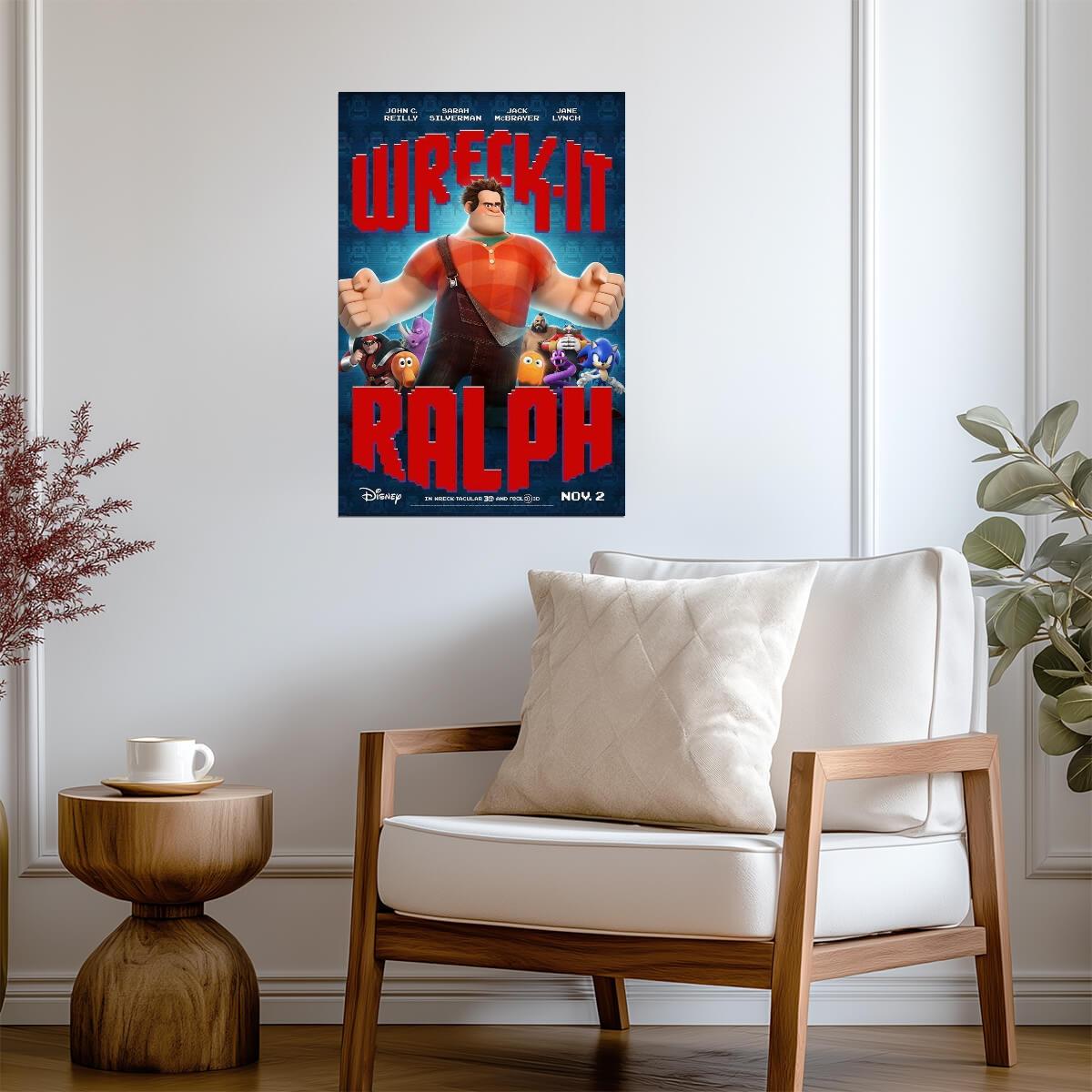 Wreck-It Ralph John C Reilly | Animated Arcade Adventure Poster | Video Game Movie Art - Movies & TV Poster