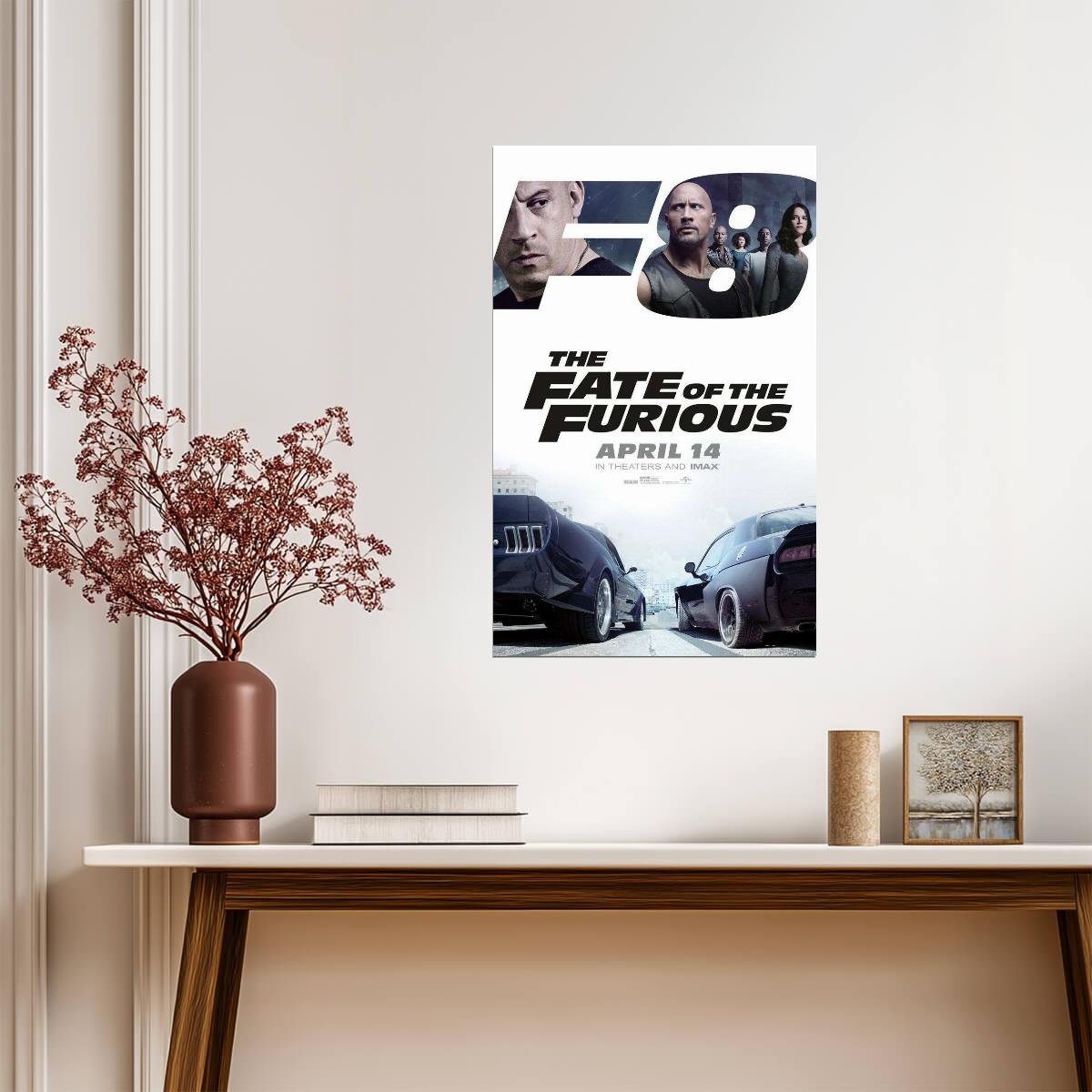 The Fate of the Furious F8 | Vin Diesel & Dwayne Johnson | Action Movie Poster - Movies & TV Poster