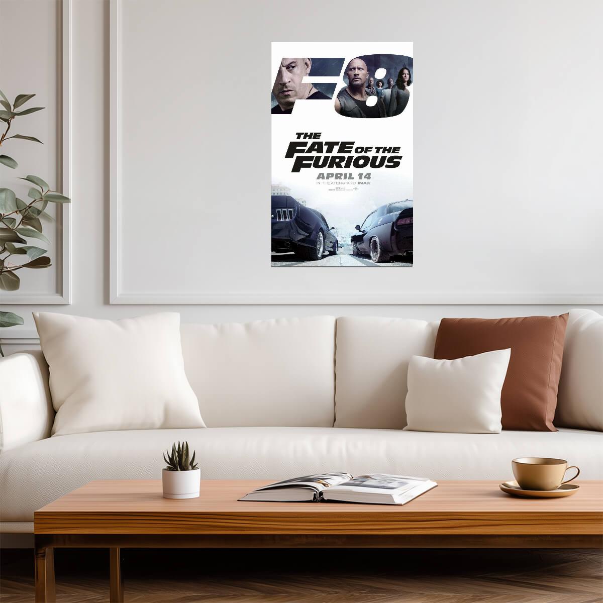 The Fate of the Furious F8 | Vin Diesel & Dwayne Johnson | Action Movie Poster - Movies & TV Poster