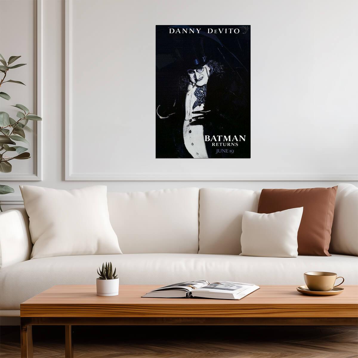Batman Returns Danny DeVito as The Penguin | Tim Burton Film Poster | Superhero Movie Art - Movies & TV Poster
