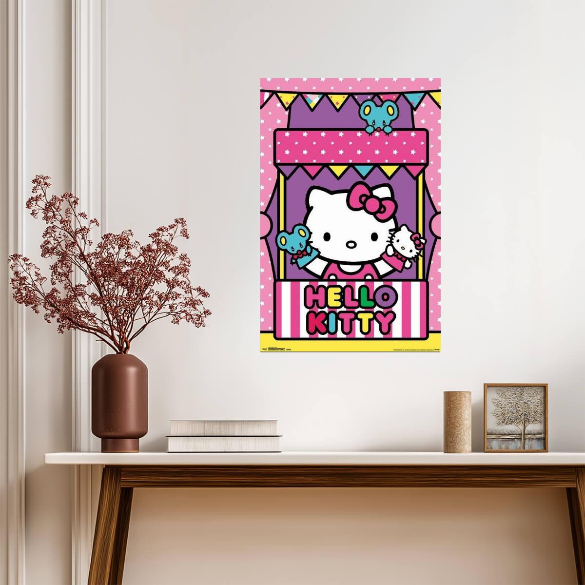 Hello Kitty Puppet Show | Anime Character Art | Cute Kids Room Poster - For Kids Poster
