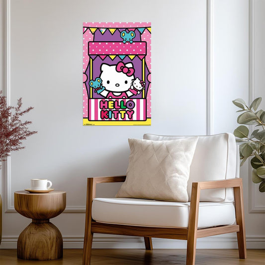 Hello Kitty Puppet Show | Anime Character Art | Cute Kids Room Poster - For Kids Poster