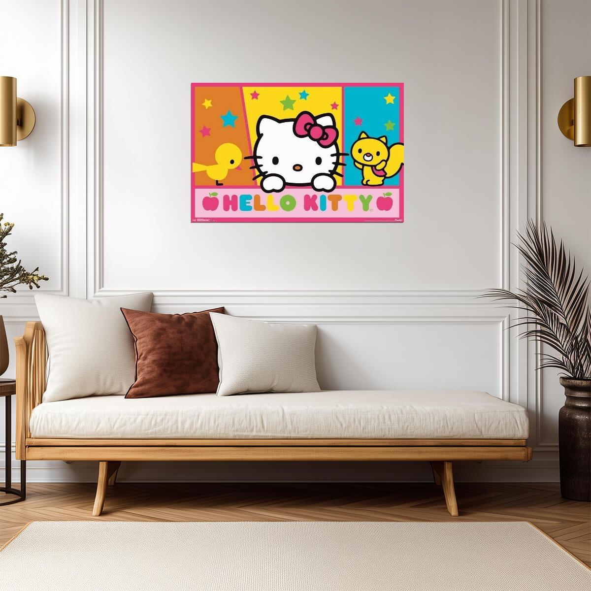 Peeking Kitty | Hello Character Art | Cute Kids Wall Poster - For Kids Poster