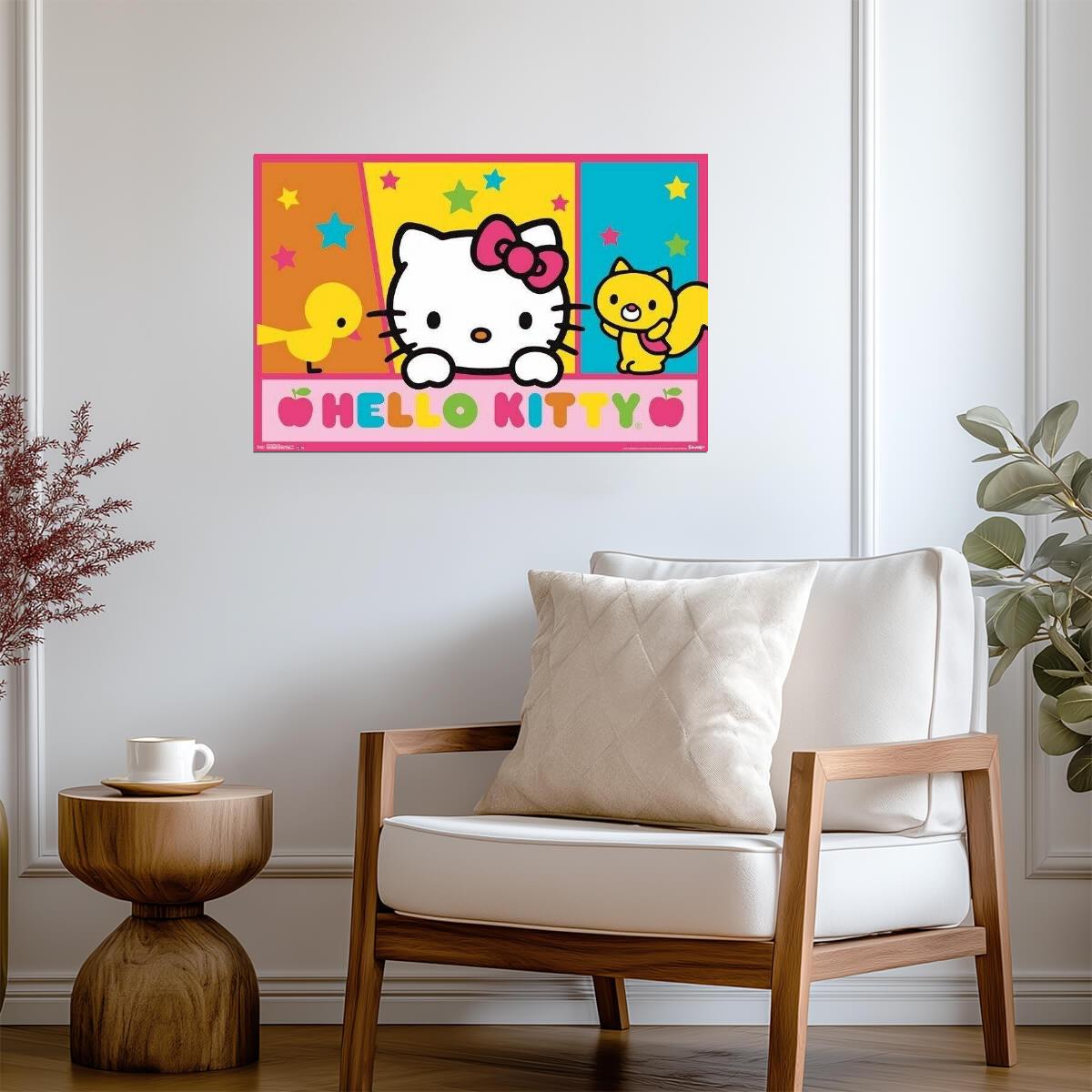 Peeking Kitty | Hello Character Art | Cute Kids Wall Poster - For Kids Poster
