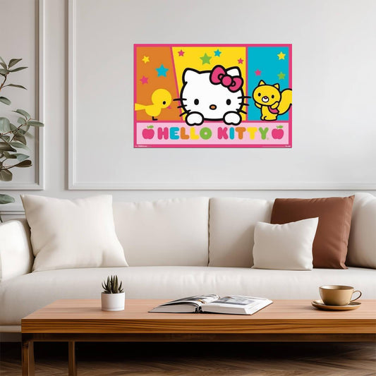 Peeking Kitty | Hello Character Art | Cute Kids Wall Poster - For Kids Poster