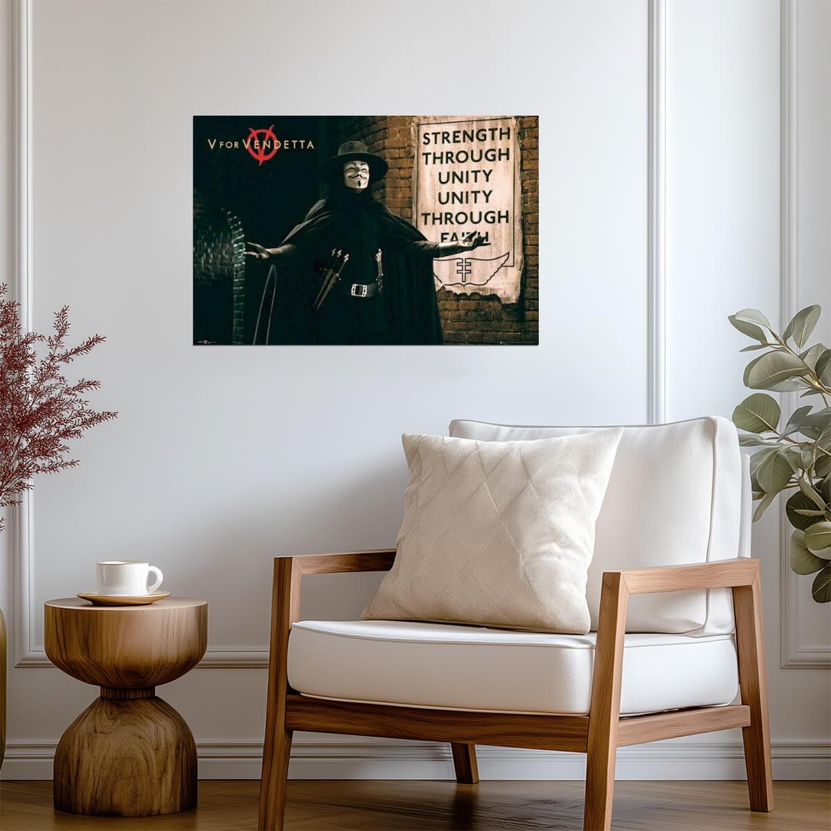 V for Vendetta | "Strength Through Unity" Quote | Guy Fawkes Mask Poster - Movies & TV Poster