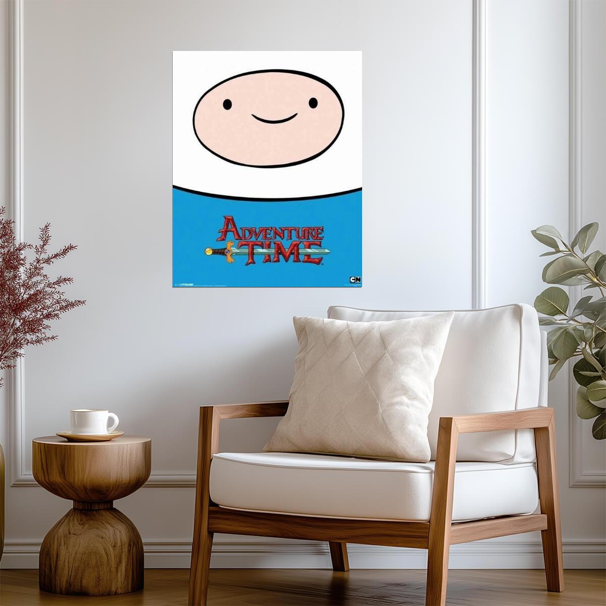 Adventure Time | Close-up of Finn's Face | Cartoon Network Poster - Movies & TV Poster