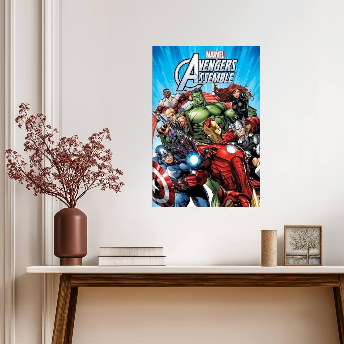 Avengers Assemble | Thor Hulk Iron Man & Captain America | Comics Cartoon Poster - Movies & TV Poster