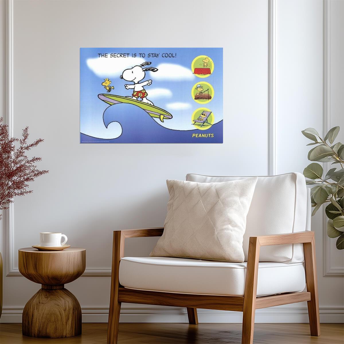 Peanuts | Snoopy & Woodstock Surfing | Charles Schulz Cartoon Poster - Movies & TV Poster