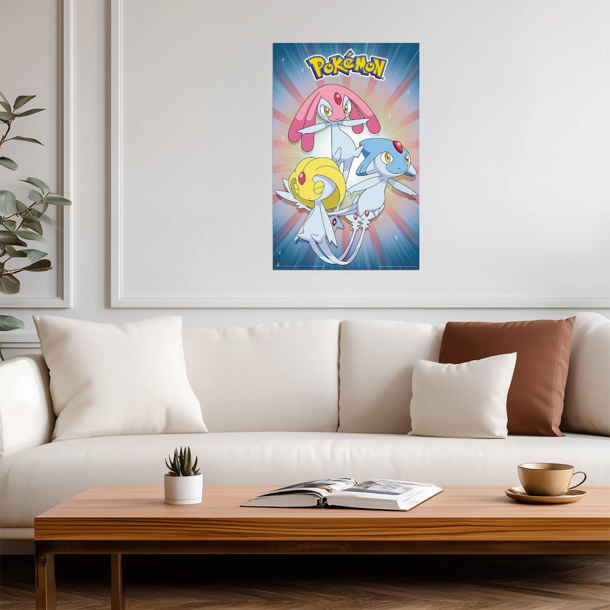 Pokémon | Sinnoh Lake Trio Uxie Mesprit & Azelf | Anime Game Poster - Anime Poster