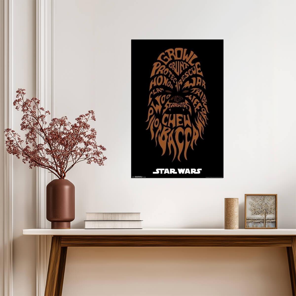 Star Wars | Chewbacca Typographic Portrait | "Wookiee Words" Art Poster - Movies & TV Poster