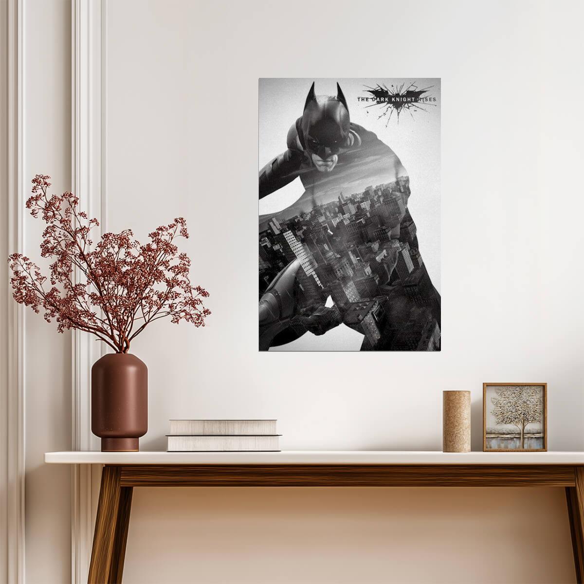 The Dark Knight Rises | Christian Bale Batman Silhouette | Superhero Movie Poster - Movies & TV Poster