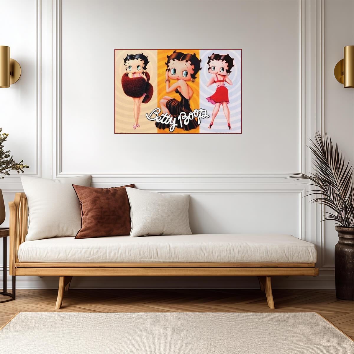 Betty Boop Three Poses | Classic Cartoon Character Poster | Black and White Art - Movies & TV Poster