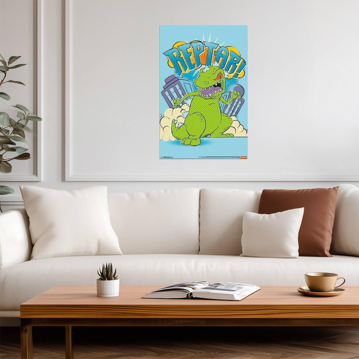 Rugrats | Reptar Attacks the City | Nickelodeon 90s Cartoon Poster - Movies & TV Poster