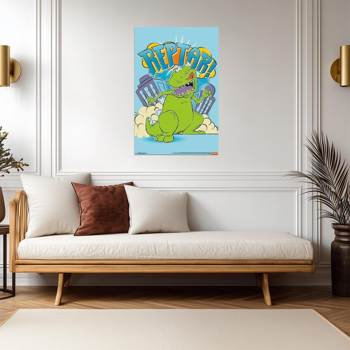 Rugrats | Reptar Attacks the City | Nickelodeon 90s Cartoon Poster - Movies & TV Poster