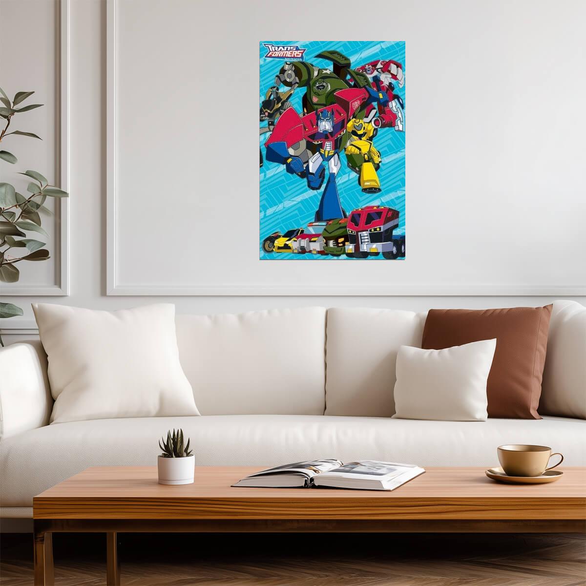 Transformers Animated | Optimus Prime & Bumblebee | Autobots Cartoon Poster - Movies & TV Poster