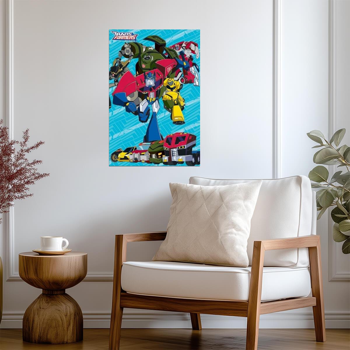 Transformers Animated | Optimus Prime & Bumblebee | Autobots Cartoon Poster - Movies & TV Poster