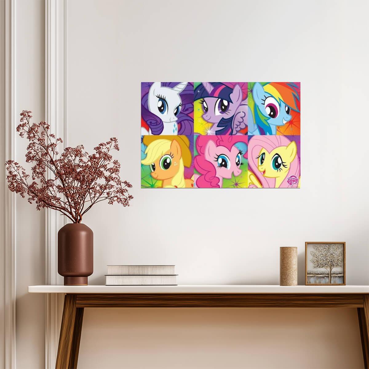 My Little Pony: Friendship Is Magic | Mane Six Faces Collage | Kids Cartoon Poster - Movies & TV Poster
