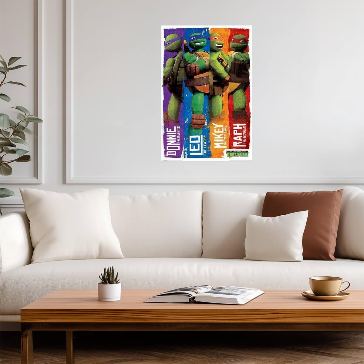 Teenage Mutant Ninja Turtles | The Team with Roles Poster | Kids Cartoon Art - Movies & TV Poster