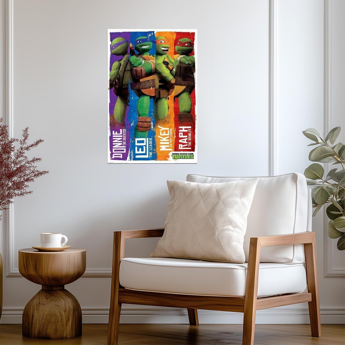 Teenage Mutant Ninja Turtles | The Team with Roles Poster | Kids Cartoon Art - Movies & TV Poster
