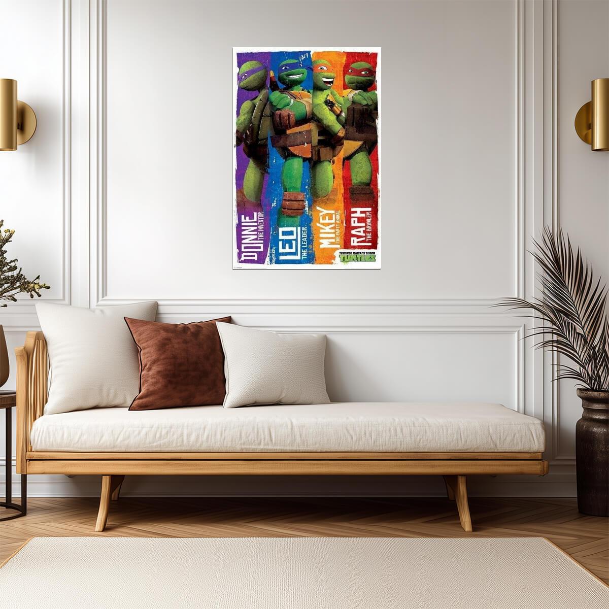 Teenage Mutant Ninja Turtles | The Team with Roles Poster | Kids Cartoon Art - Movies & TV Poster