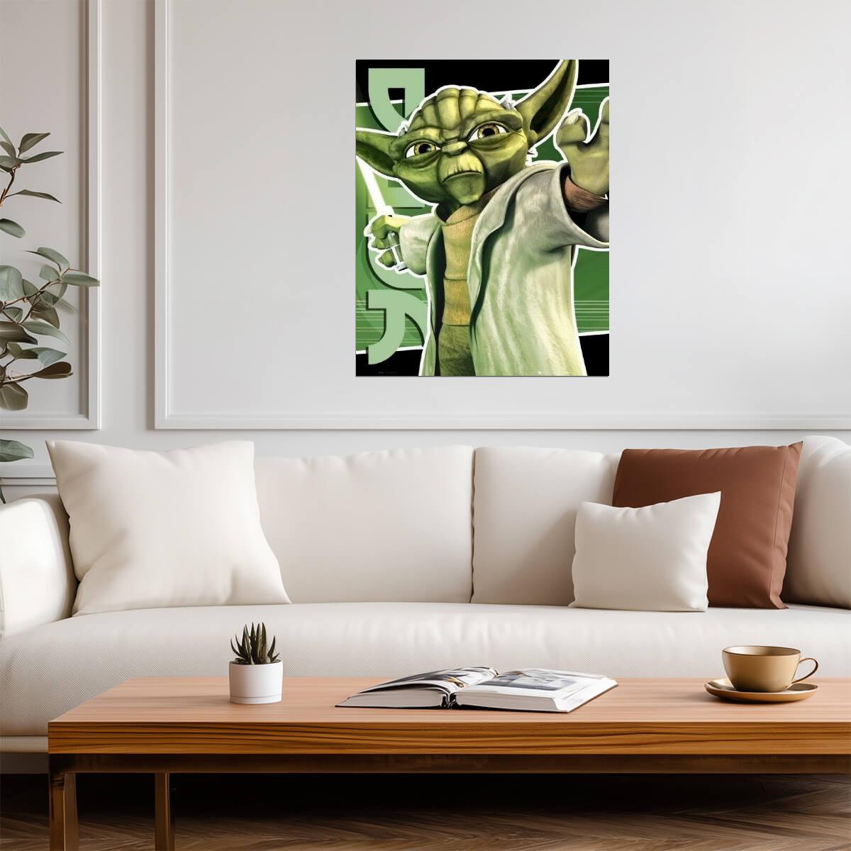 Star Wars: The Clone Wars | Yoda Force Push | Animated Movie Poster - Movies & TV Poster