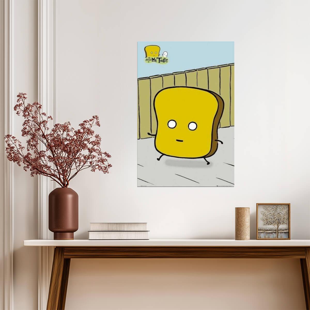 The World of Mr. Toast | Walking Mr. Toast Poster | Indie Cartoon Art - Movies & TV Poster