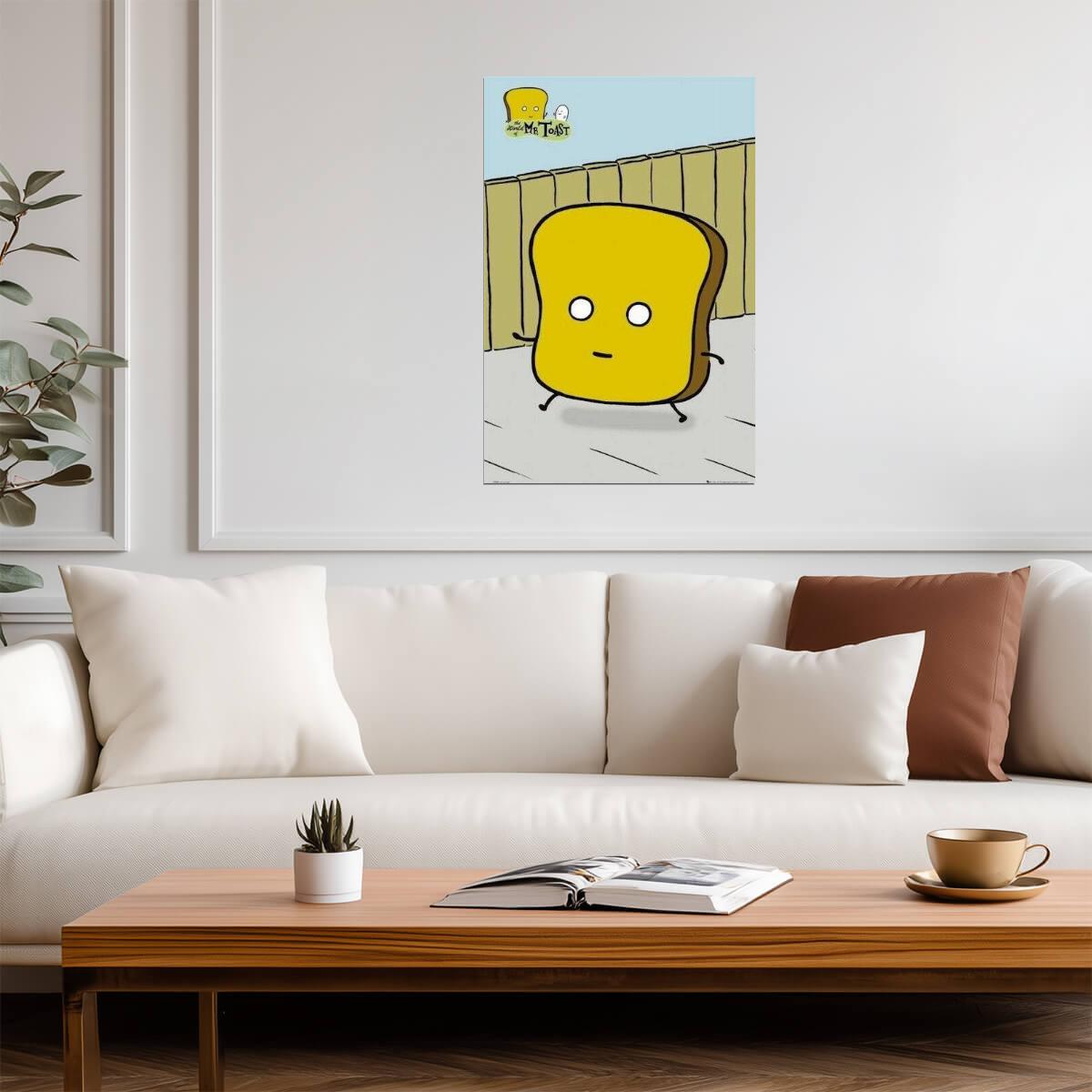 The World of Mr. Toast | Walking Mr. Toast Poster | Indie Cartoon Art - Movies & TV Poster