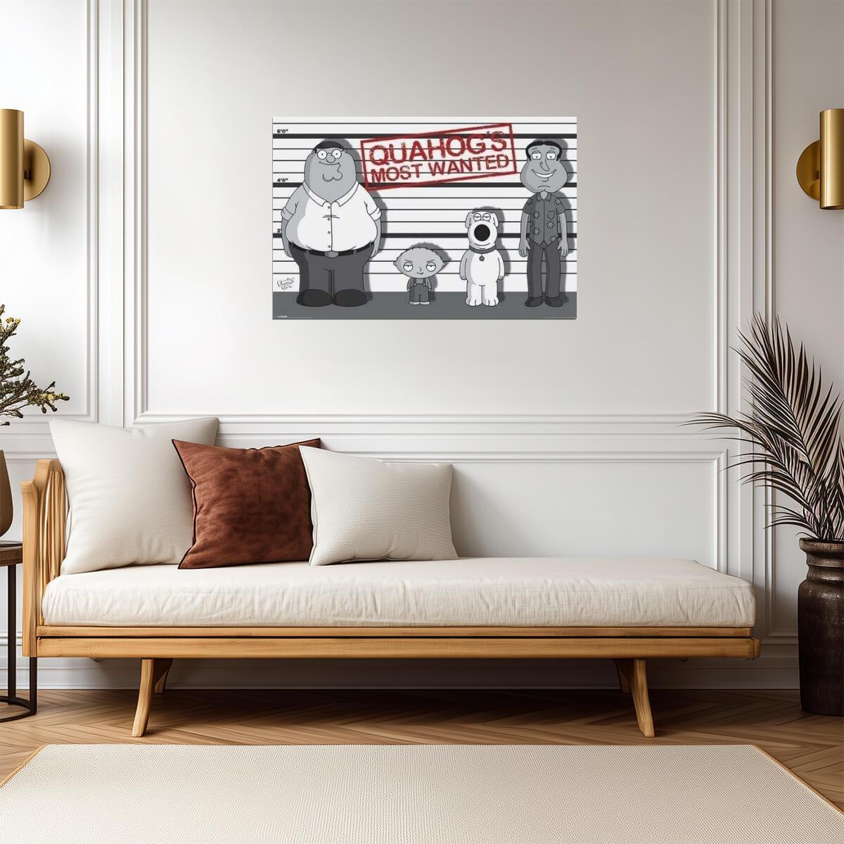 Family Guy | Quahog's Most Wanted | Black and White Art Poster - Movies & TV Poster