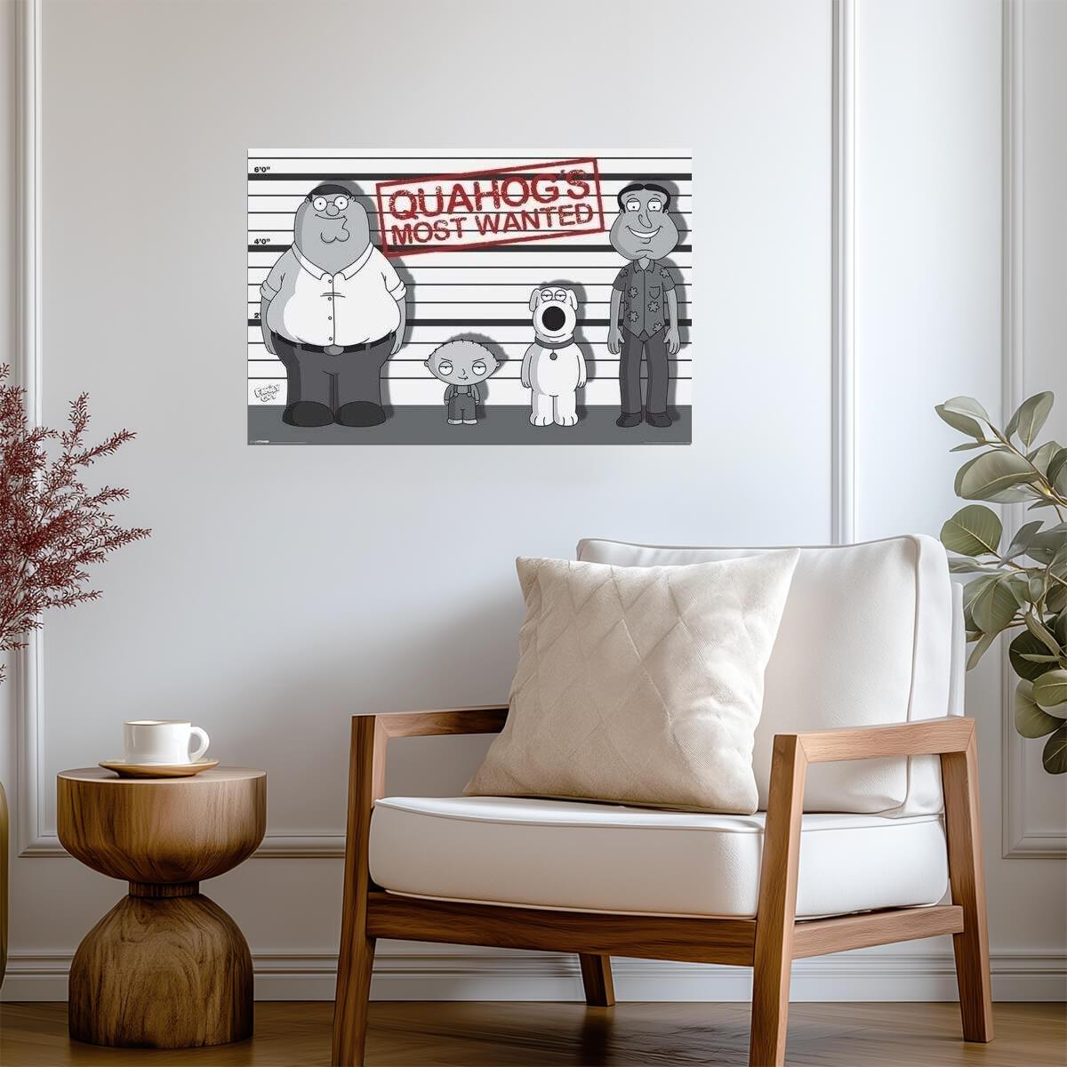 Family Guy | Quahog's Most Wanted | Black and White Art Poster - Movies & TV Poster