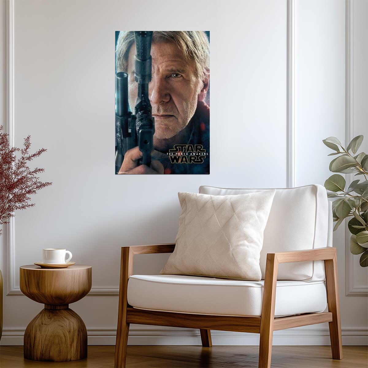 Star Wars: The Force Awakens | Han Solo with Blaster | Harrison Ford Movie Poster - Movies & TV Poster