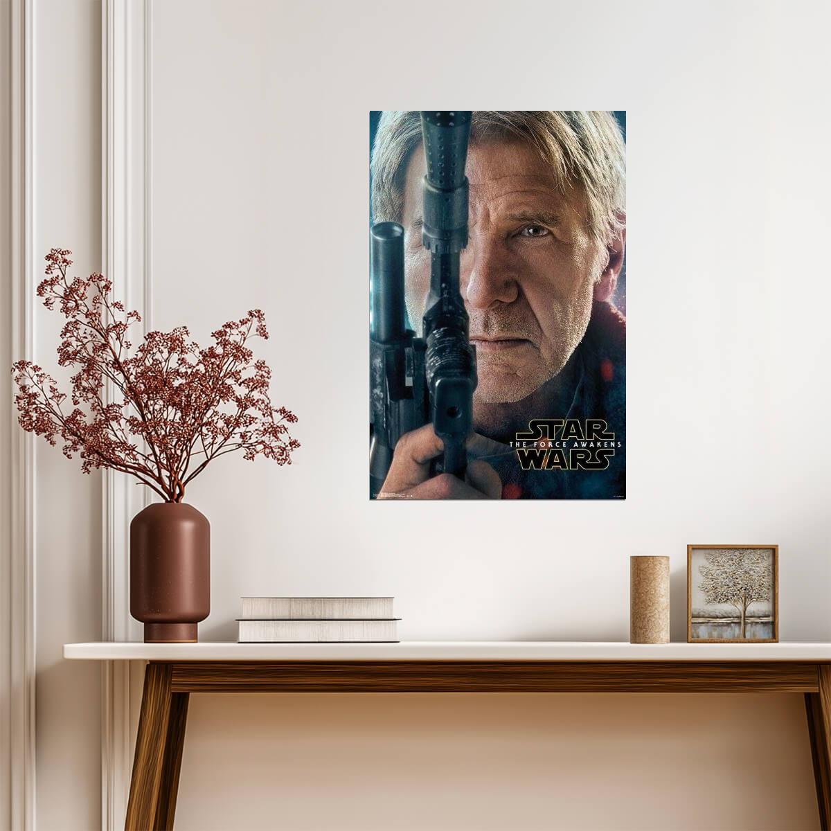 Star Wars: The Force Awakens | Han Solo with Blaster | Harrison Ford Movie Poster - Movies & TV Poster