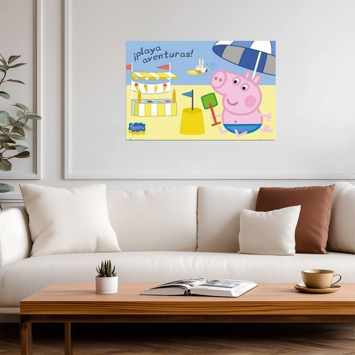 Peppa Pig | "¡Playa Aventuras!" Poster | Kids Cartoon Wall Art - Movies & TV Poster