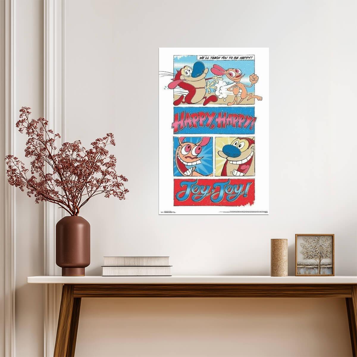 Ren & Stimpy | "Happy Happy Joy Joy" Quote | 90s Cartoon Poster - Movies & TV Poster