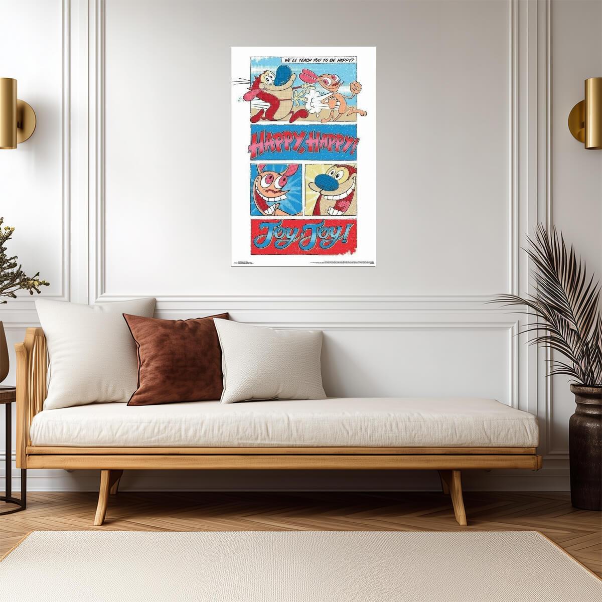 Ren & Stimpy | "Happy Happy Joy Joy" Quote | 90s Cartoon Poster - Movies & TV Poster