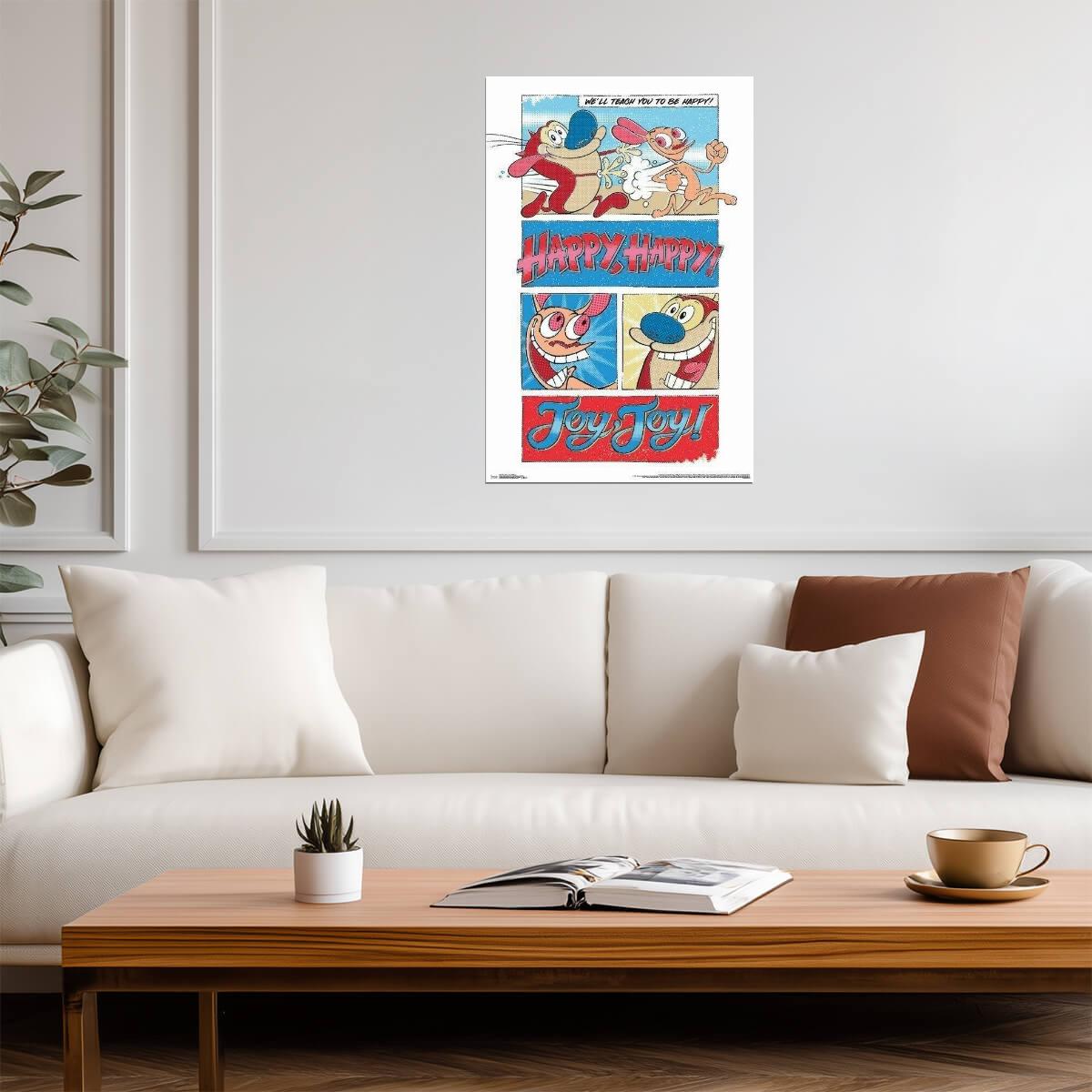 Ren & Stimpy | "Happy Happy Joy Joy" Quote | 90s Cartoon Poster - Movies & TV Poster