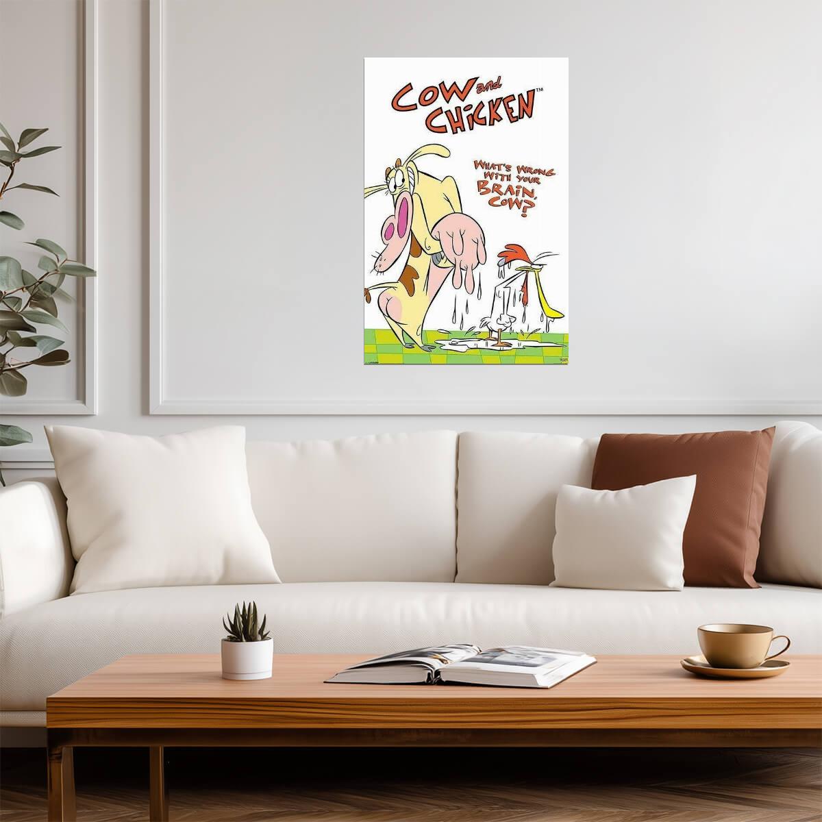 Cow & Chicken | "What's Wrong With Your Brain?" Quote | 90s Cartoon Poster - Movies & TV Poster