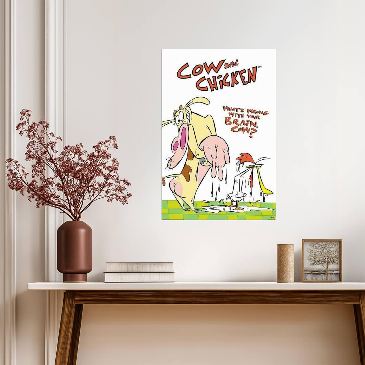 Cow & Chicken | "What's Wrong With Your Brain?" Quote | 90s Cartoon Poster - Movies & TV Poster