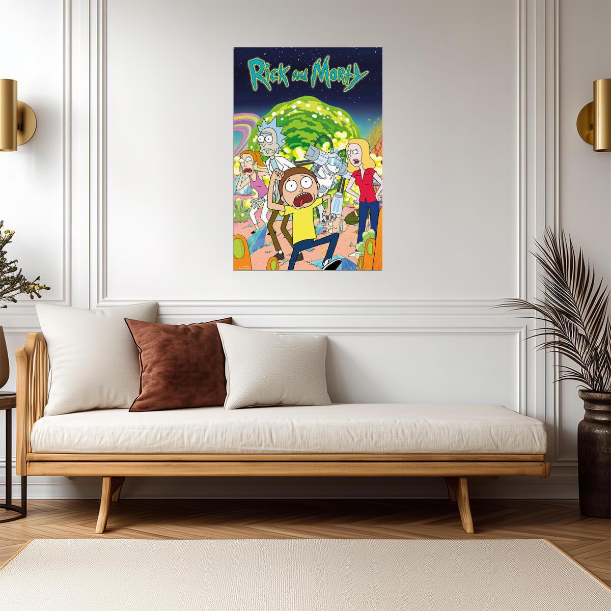 Rick and Morty Group Portal | Adult Swim Cartoon Poster - Movies & TV Poster