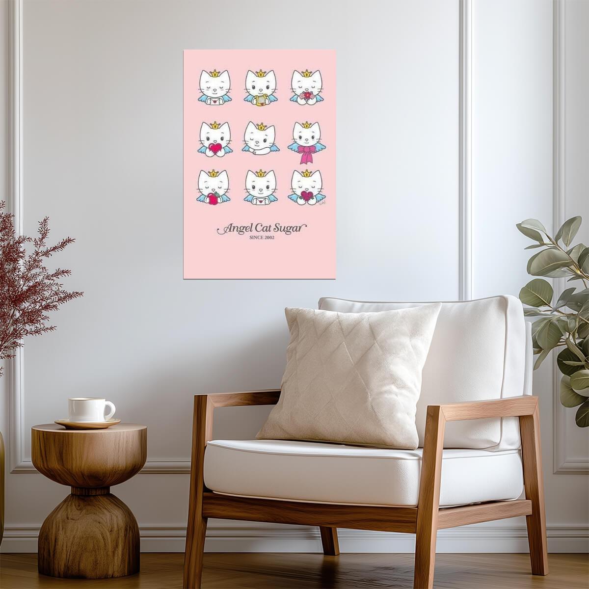 Angel Cat Sugar Wink Collage | Cute Cartoon Poster | Nursery Wall Art - For Kids Poster