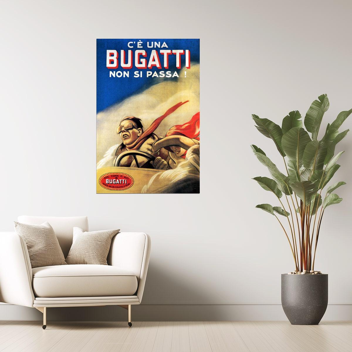 Bugatti Vintage Racing Poster | Italian Speed Car Retro Art
