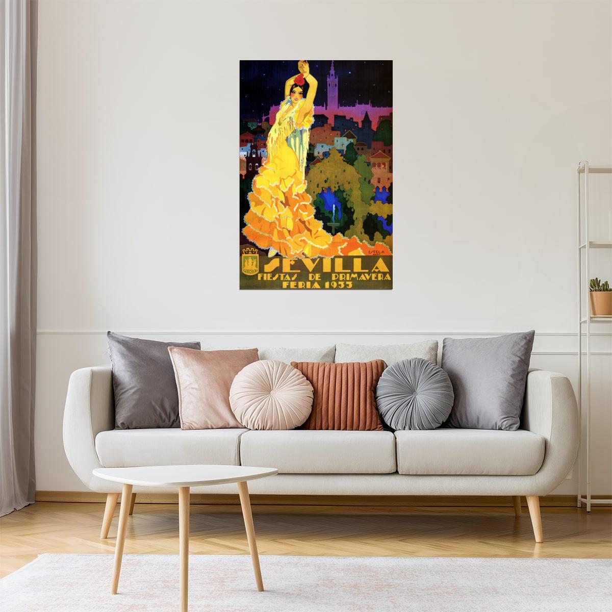 Sevilla Flamenco Poster | 1933 Spanish Festival Dancer Vintage Print